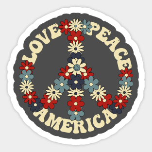 Peace Sign Love Peace America 70s Hippie Patriotic Sticker